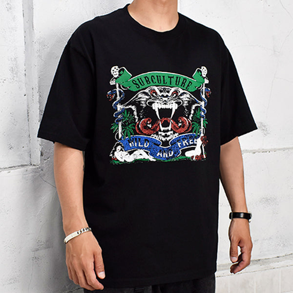 WHILD AND FREE T-SHIRT/BLACK(SCST-S2204)