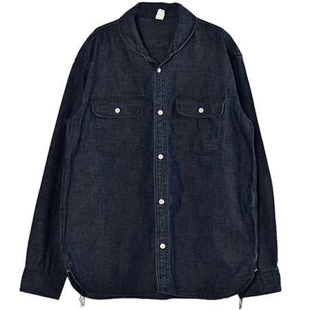 [ANDFAMILYS] Chambray Shawl Collar Shirts/F.BLUE(SHL-2205696)