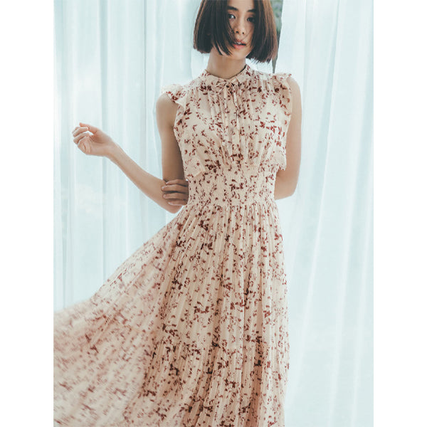 プリントプリーツワンピース/PINK BEIGE(SWFO221055) – R&Co 
