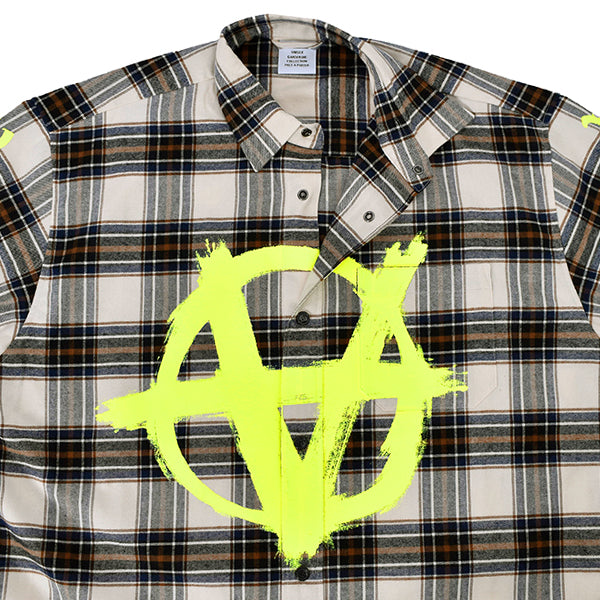 DOUBLE ANARCHY LOGO FLANNEL SHIRT/WHITE/BROWN(UE52SH800)