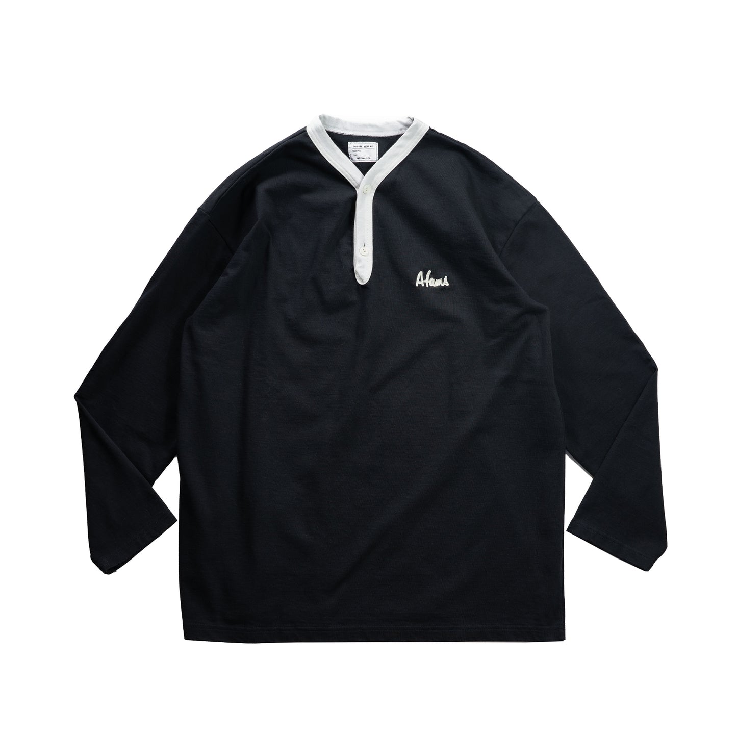 [ANDFAMILYS]Henley Neckline Long Tee Afams/BLACK R&Co.