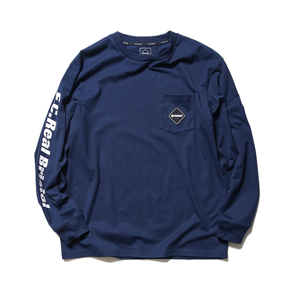 655センチ身幅F.C.R.B. エフシーアールビー 22AW L/S AUTHENTIC TEAM POCKET TEE ポケット ロングスリーブカットソー 長袖Tシャツ ネイビー FCRB-222073