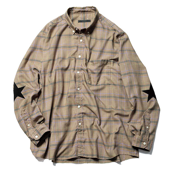 STAR ELBOW PATCHED BAGGY B.D SHIRT(SOPH-212046) / BEIGE