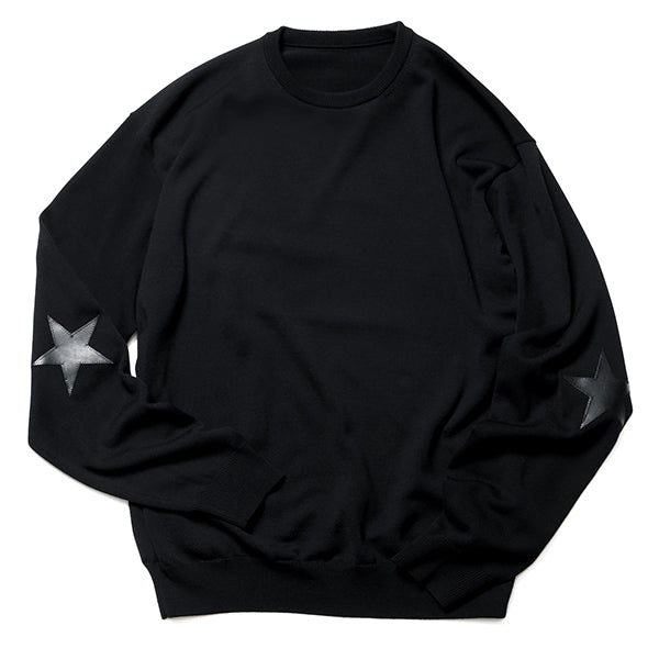 STAR ELBOW PATCHED CREWNECK KNIT(SOPH-212070) / BLACK
