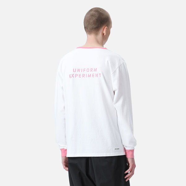 L/S COLOR RIBBED TEE/WHITE(UE-222038)